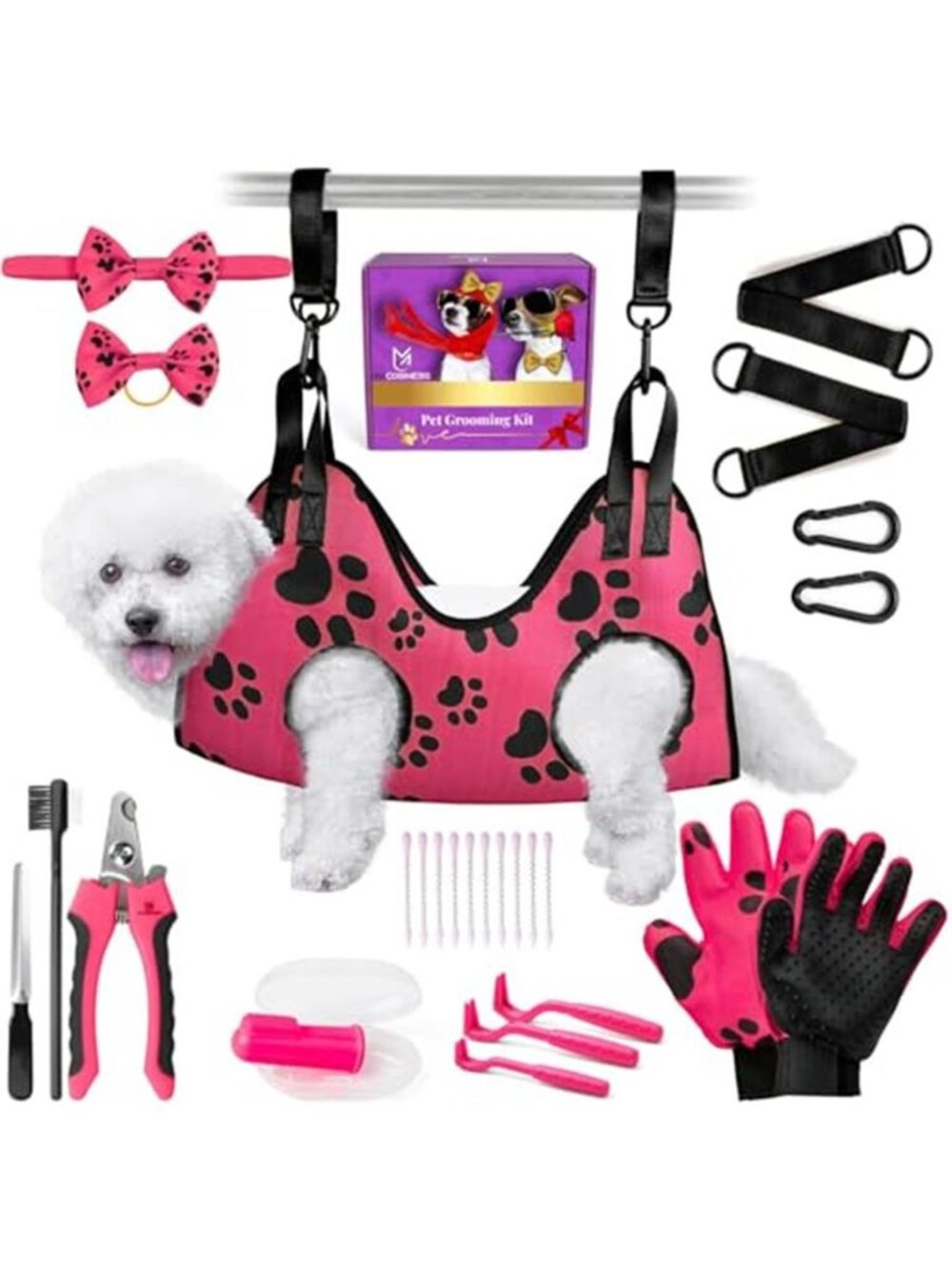 Pet Grooming Hammock for Nail Trimming Complete Groomers Helper Set for Pet